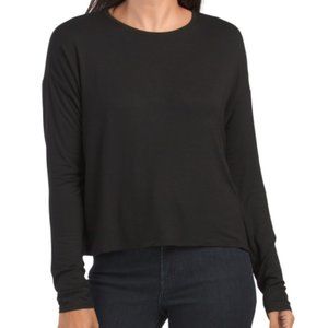 perfect long sleeve boxy crop tee by TAHARI Small in black BNWT